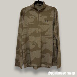 NWOT Under Armour Olive Green Camo Half Zip, Size L